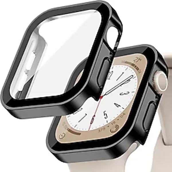 Quse Kasa ve Ekran Koruyucu, Apple Watch Series 10/11 46MM ile Uyumlu, Suya Dayanıklı, Parlak Siyah