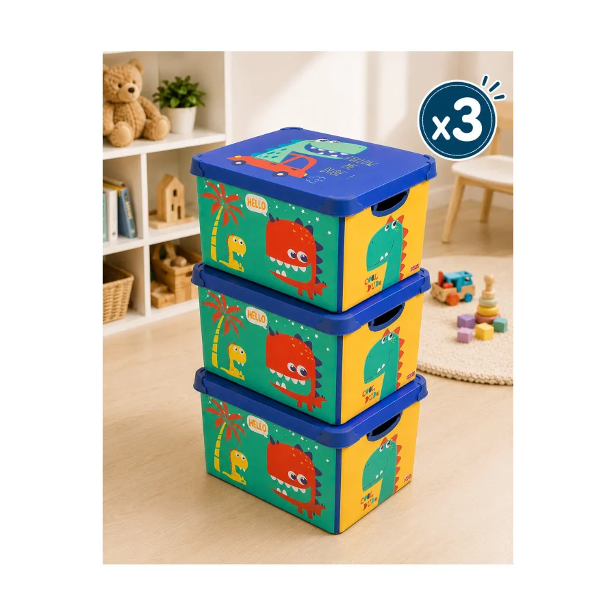 QUTU Style Box Dude Dekoratif Oyuncak Kutu Seti - 3x 20 Litre