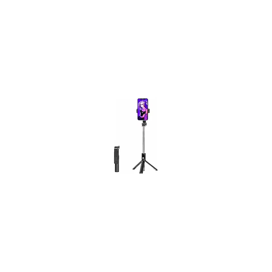 Rabsev Bluetooth Kumandalı Selfie Çubuğu ve Tripod, Siyah, Taşınabilir, 75cm, Akıllı Telefonlar İçin