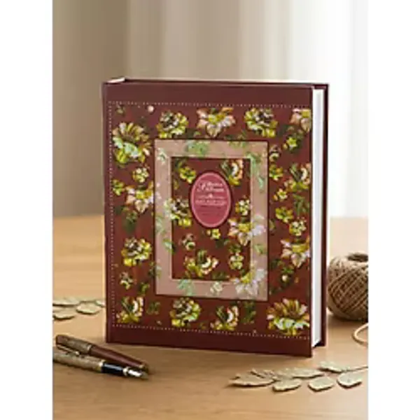 Rabsev RS5 Fotoğraf Albümü 15x21cm 100 Fotoğraf Kapasiteli Bordo Renkli Çiçek Desenli Anı Albümü
