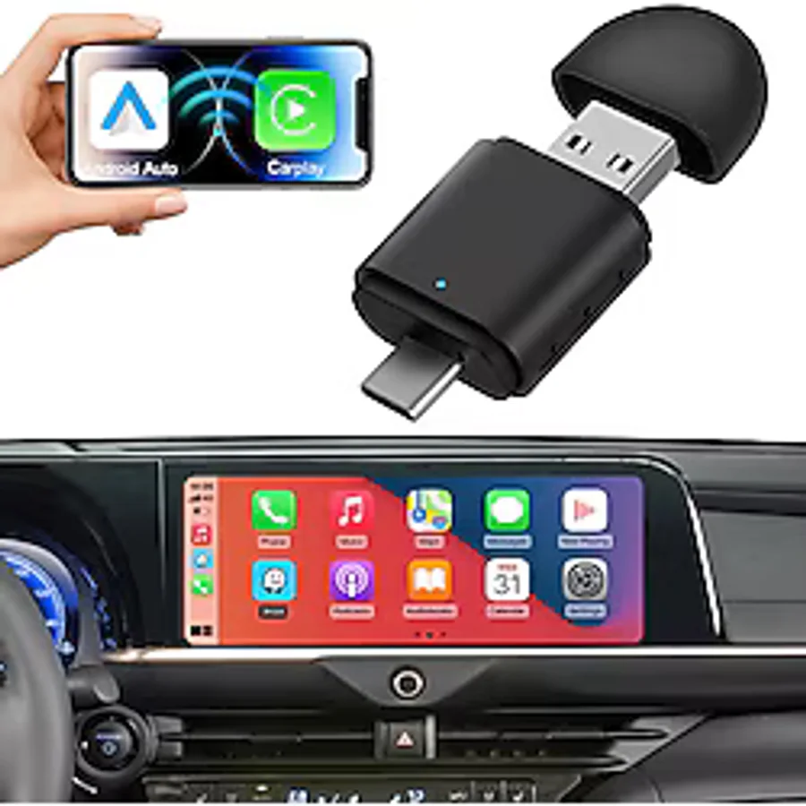 RADOON Yeni Tasarım Mini Kablosuz İOS ANDROİD Uyumlu Carplay Usb ve Type-c 2in1 Araç Multimedya Adaptörü