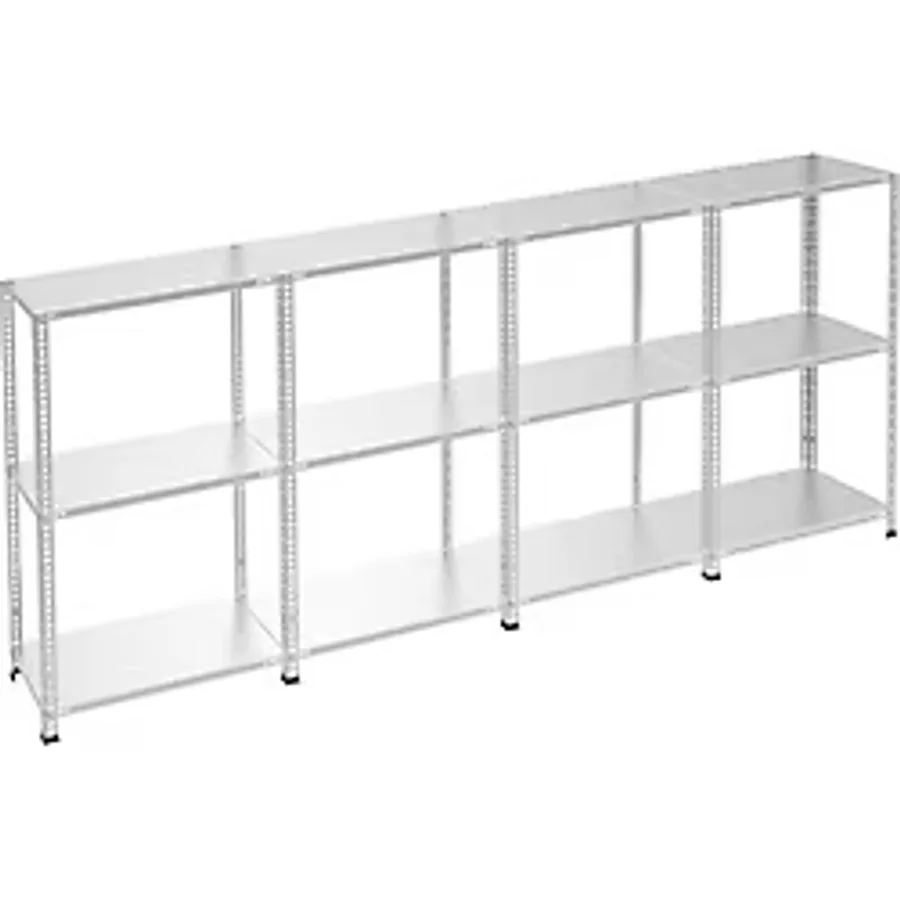Rafburada 3 Katlı 4'lü Galvaniz Çelik Raf - Depo, Arşiv, Kiler, Dosya, Market Rafı - 43x93 cm-150 cm-0.70 mm