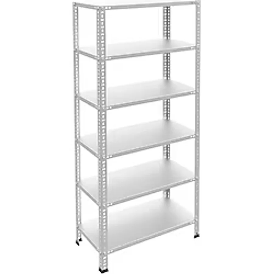 Rafburada 6 Katlı Galvaniz Çelik Raf - Depo, Arşiv, Kiler, Dosya, Market Rafı 43X75 CM-175 Cm-0.70 mm