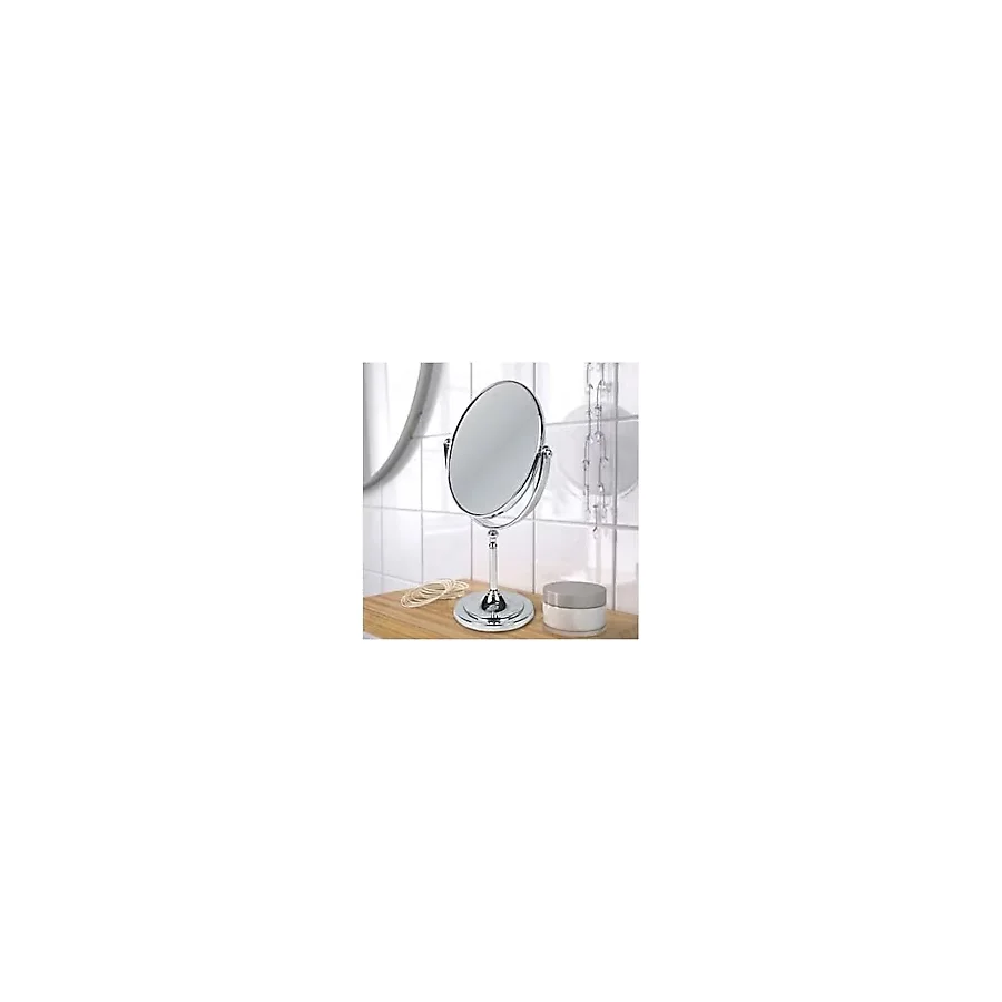 Raicon Ayaklı Büyüteçli Mini Makyaj Aynası Metal Oval Tasarım Parlak Renk - Beyaz