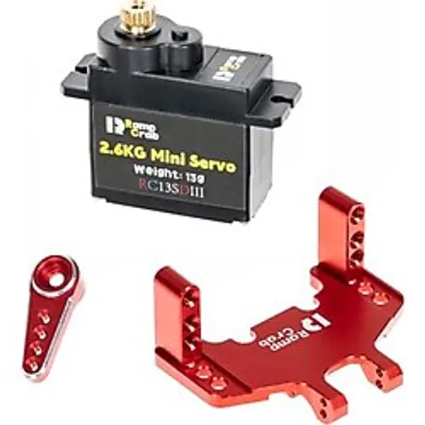 RampCrab RC Servo Motor Direksiyon Servo Tutucu ve Kol RC Otomobil Tekne Model Parçaları Eksenel SCX24 Yükseltme Parçaları Bronco Deadbolt JLU B-17 Gladiator C10 (Kırmızı