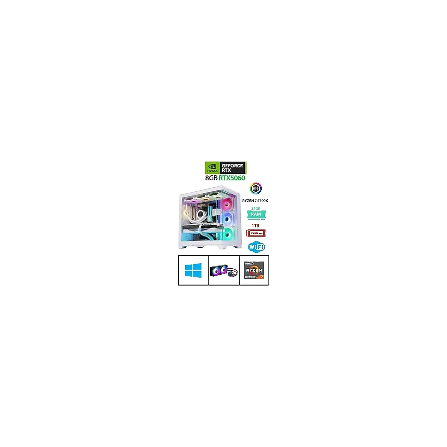 Ramtech RMT17061 R7-5700X 32 GB 1 TB M2 Ssd RTX5060 W11P Masaüstü Bilgisayar