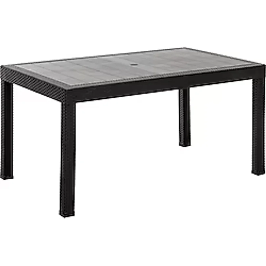 Rattan 90x150 Camsız Antrasit Masa - Bahçe&Balkon&Teras
