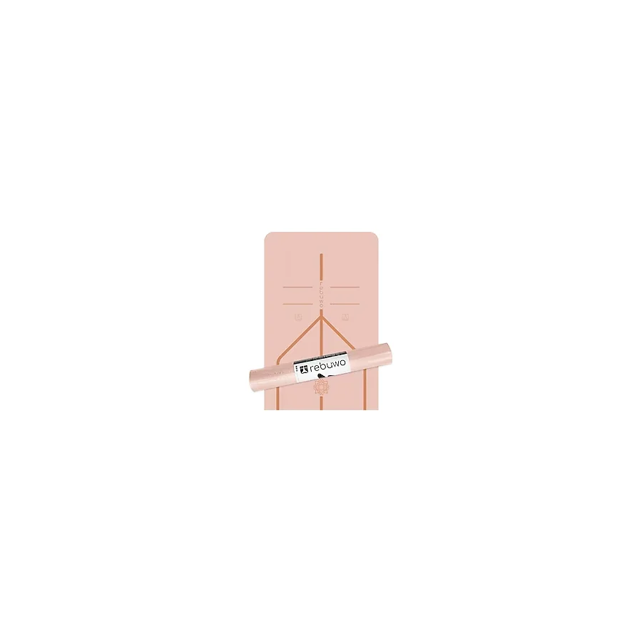 Rebuwo Hizalamalı 5mm Kaydırmaz Doğal Kauçuk Yoga Matı Pilates Mat 183 X 68 Cm Soft Pembe