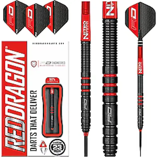 Red Dragon Milano RS - % 90 tungsten dart seti (Steel Dart okları) Flights, saplar, Feurstein ich Cüzdan, üstüne Card