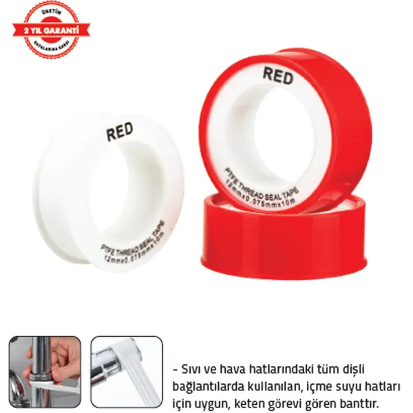 RED TEFLON BANT (10 mt x 0,075 x 12 mm) (100 Adet)