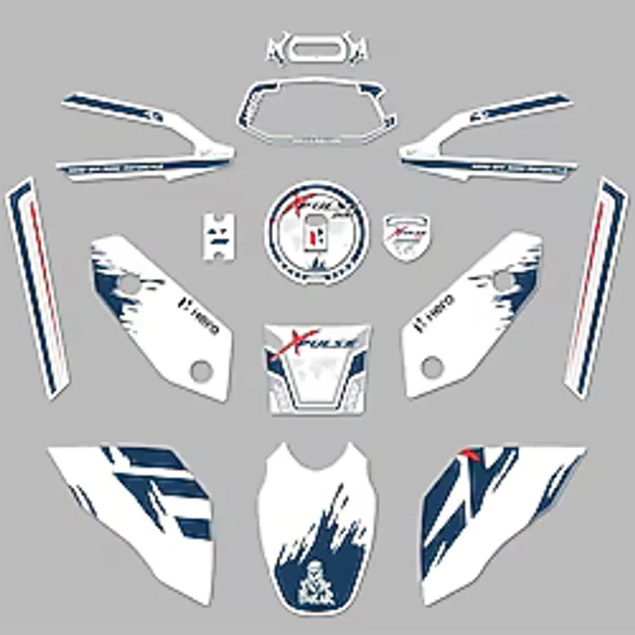 Redline Grafik Hero Xpulse Beyaz Mavi Full Tank Pad Set 3D Sticker