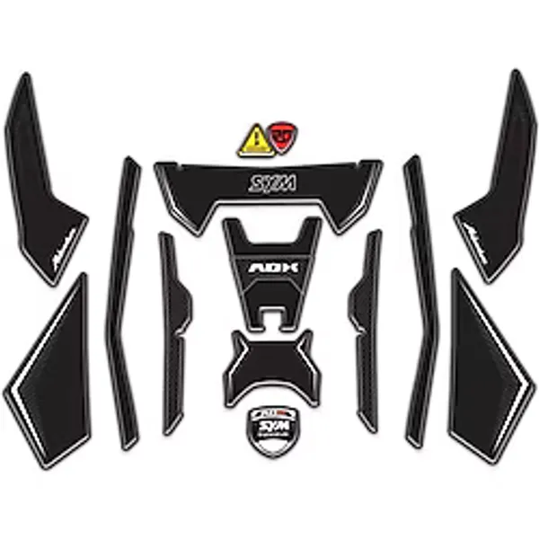 Redline Grafik SYM ADX 125 Uyumlu Tank Pad Seti Siyah Beyaz Karbon