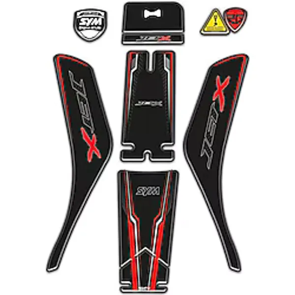 Redline Grafik SYM Jet X 125 Uyumlu Tank Pad Seti Kırmızı Siyah