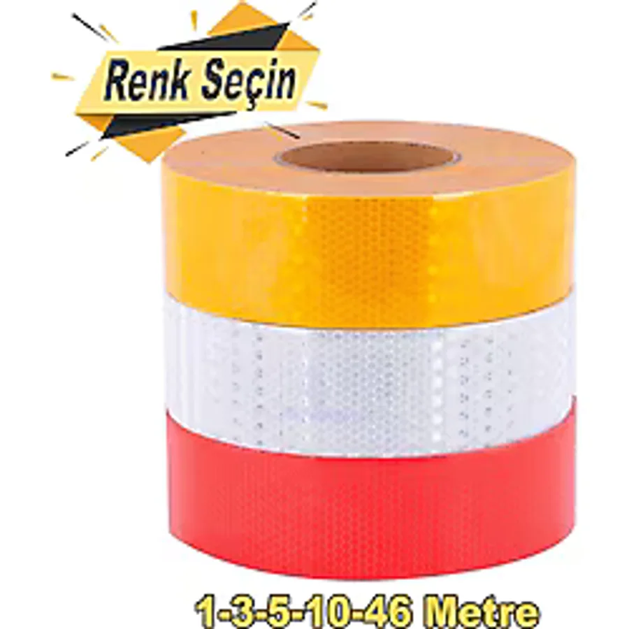 Reflektörlü Reflektif Fosforlu Şerit Bant Bandı 1-5-10 Metre Seç