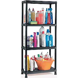 Regalux Kronos 4 Katlı Plastik Raf 60x30x143 cm Siyah