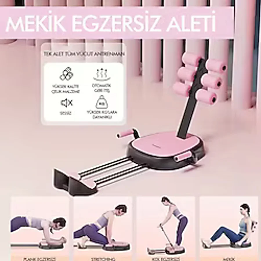 Relaxus Çok Fonksiyonlu Mekik Aleti Ev Kol Üst Vücut Karın ve Core Egzersiz Cihazı Pilates Çorabı Hediye - Siyah