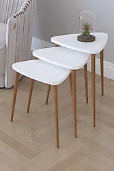 Remaks Retro 3'lü Üçgen Zigon Sehpa ve Servis Sehpası