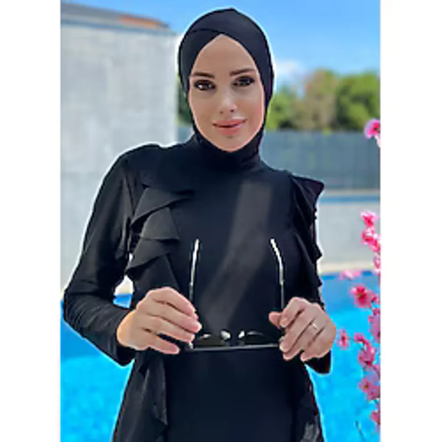 Remsa Mayo Çapraz Eşarp Yüzücü Bone R026 Siyah