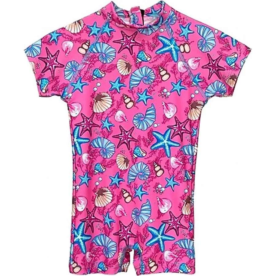 Remsa Mayo UV Korumalı Tulum Kısa Kollu Şortlu Çocuk Bebek Yüzücü Mayo C64 Pink