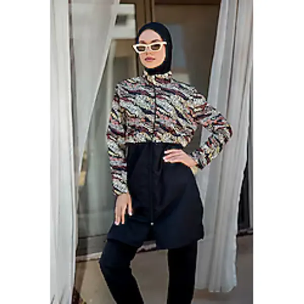 Remsa Paraşüt Tam Kapalı Tesettür Mayo R4806 Safari Siyah