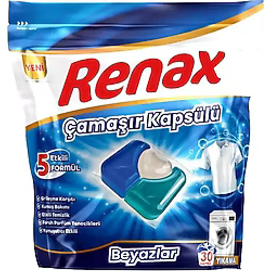 Renax 5 Faktör Beyazlar için Kapsül Çamaşır Deterjanı 30'lu