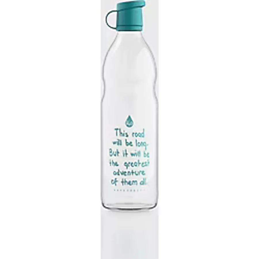 Renga Zen Yazı Desenli 1000 Ml Cam Şişe 182049 Turkuaz
