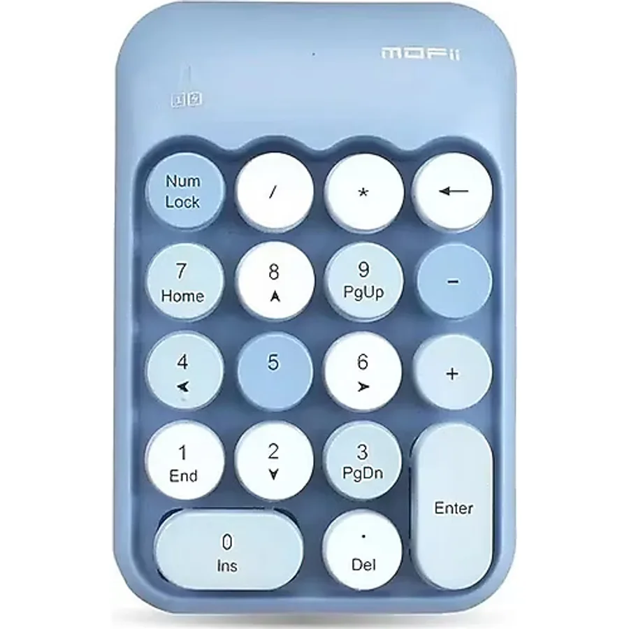 Renkli Daktilo Tarzı Vintage Kablosuz Wıreless Numeric Keypad 18 Tuşlu Sayısal Klavye Numpad mavi
