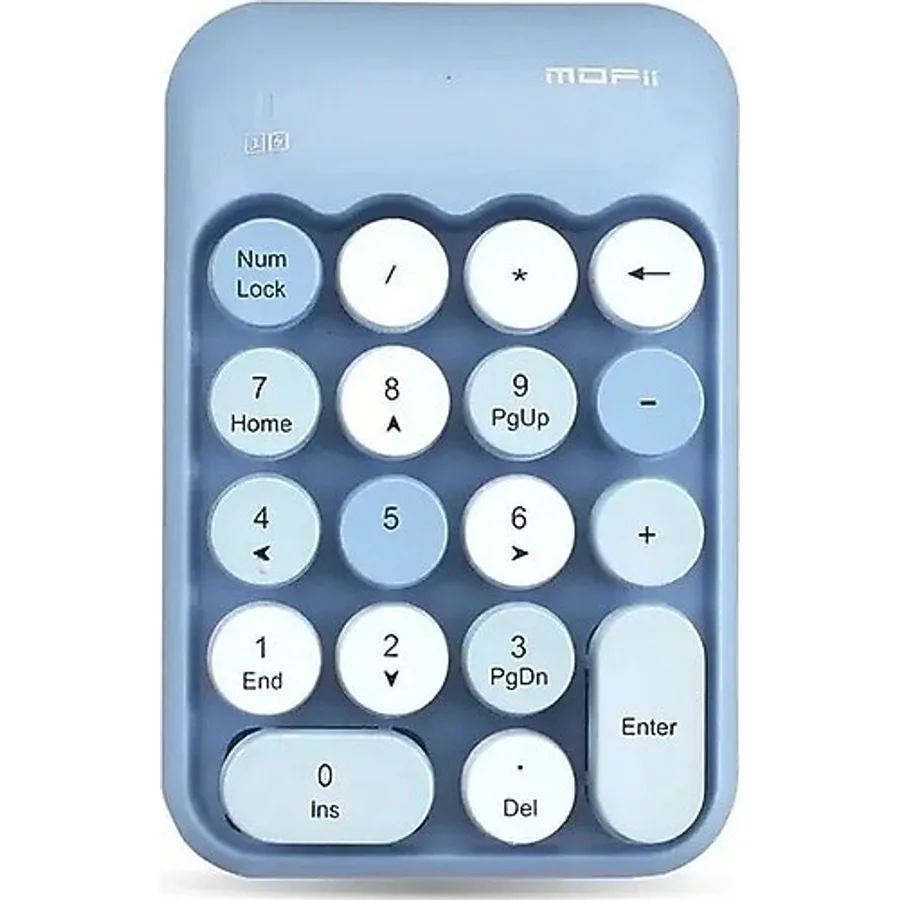 Renkli Daktilo Tarzı Vintage Kablosuz Wıreless Numeric Keypad 18 Tuşlu Sayısal Klavye Numpad mavi