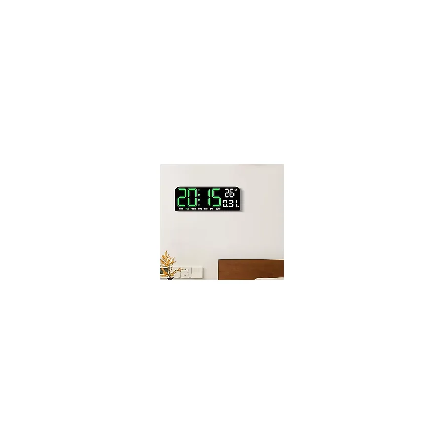 Renkli Dijital Duvar Saati - Sıcaklık, Tarih, Zamanlayıcı, Gece Lambası, Alarm, Geri Sayım Büyük Dijital Çalar Saat - Büyük Ekran Alarmı (mavi)