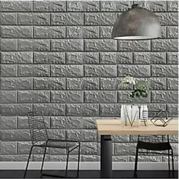 Renkli Duvarlar 50x54 Cm 0,27 M2 Gri Silinebilir Kendinden Yapışkanlı Duvar Kağıdı Esnek Panel 3d Tuğla Desen