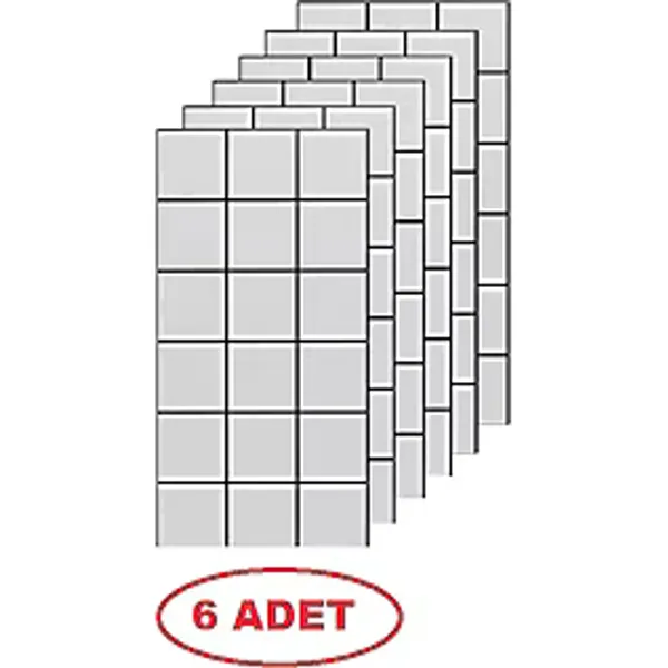 Renkli Duvarlar 6 Adet 60x30cm Çizgili Beyaz Kare Yapışkanlı Karavan Banyo Wc Duvar Kaplama Paneli Four Shiny-24