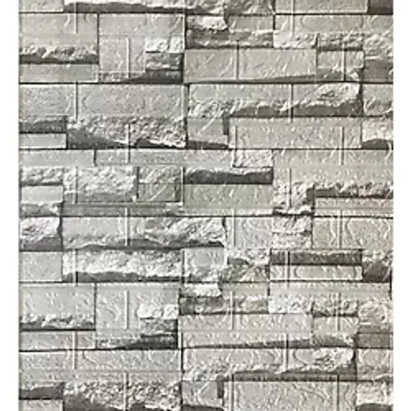 Renkli Duvarlar 70x38cm (0,26 M2)kendinden Yapışkanlı 3 Boyutlu Yığma Tuğla Gri Duvar Kağıdı Paneli Nw115