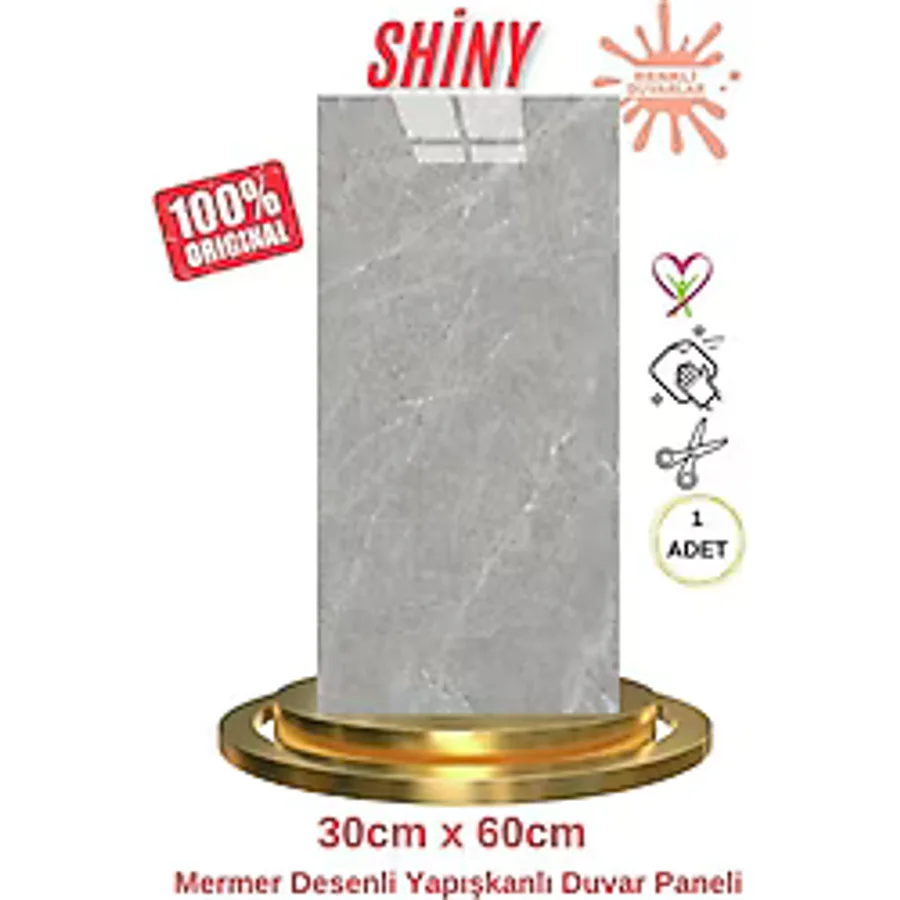 Renkli Duvarlar Bs1725 Kendinden Yapışkanlı 1adet 30x60cm Mermer Desenli Esnek Karavan Banyo Wc Duvar Kaplama Paneli