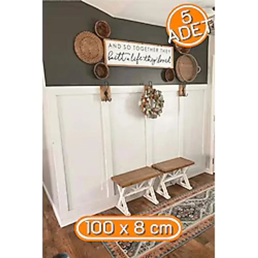 Renkli Duvarlar Iskandinav Mdf Duvar Çıtası 1 Paket 5 Adet 8 x 100 CM