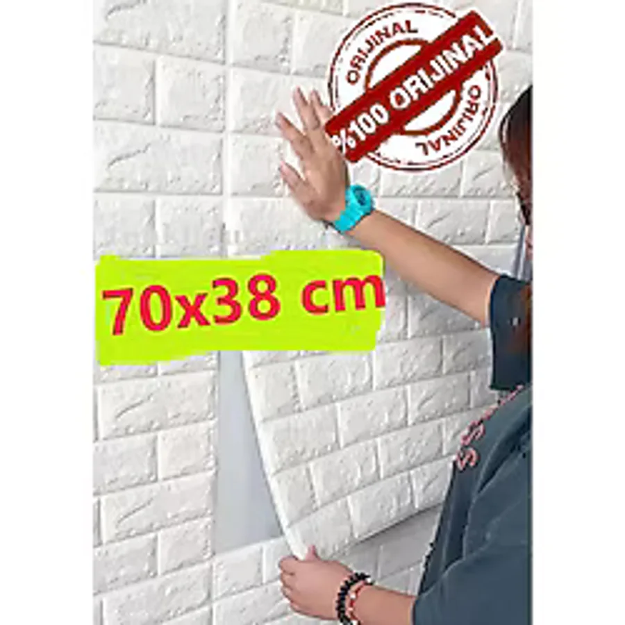 Renkli Duvarlar Kendinden Yapışkanlı 3d Duvar Kağıdı Paneli 70x38 Cm Beyaz