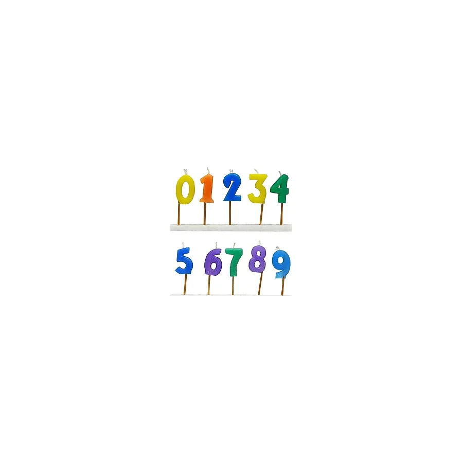 Renkli Rakamlı Pasta Mumu Tüm Sayılar (3x2 cm) - Doğum Günü Süsü - Pasta Süsü