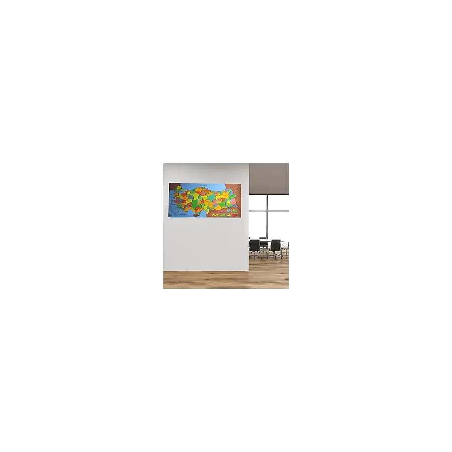 Renkli Türkiye Haritası Manyetik Yapıştırıcı Gerektirmeyen Duvar Stickerı 118 CM x 56 CM