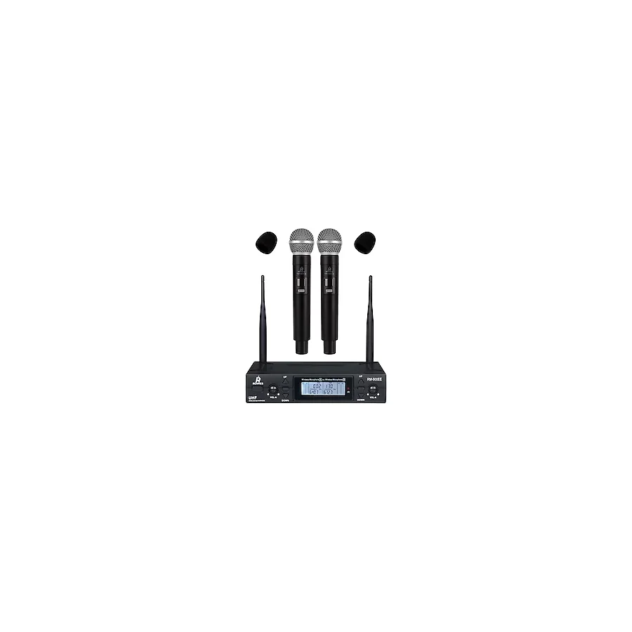 Rennes RM-900EE Uhf 2X100 Kanal Çiftli Kablosuz El Mikrofonu Çift Anten LCD Ekran