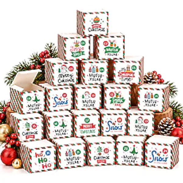 repro design Advent Calendar Yılbaşı Takvimi DIY 25 Adet Boş Hediye Kutusu 7x7x7 cm Beyaz