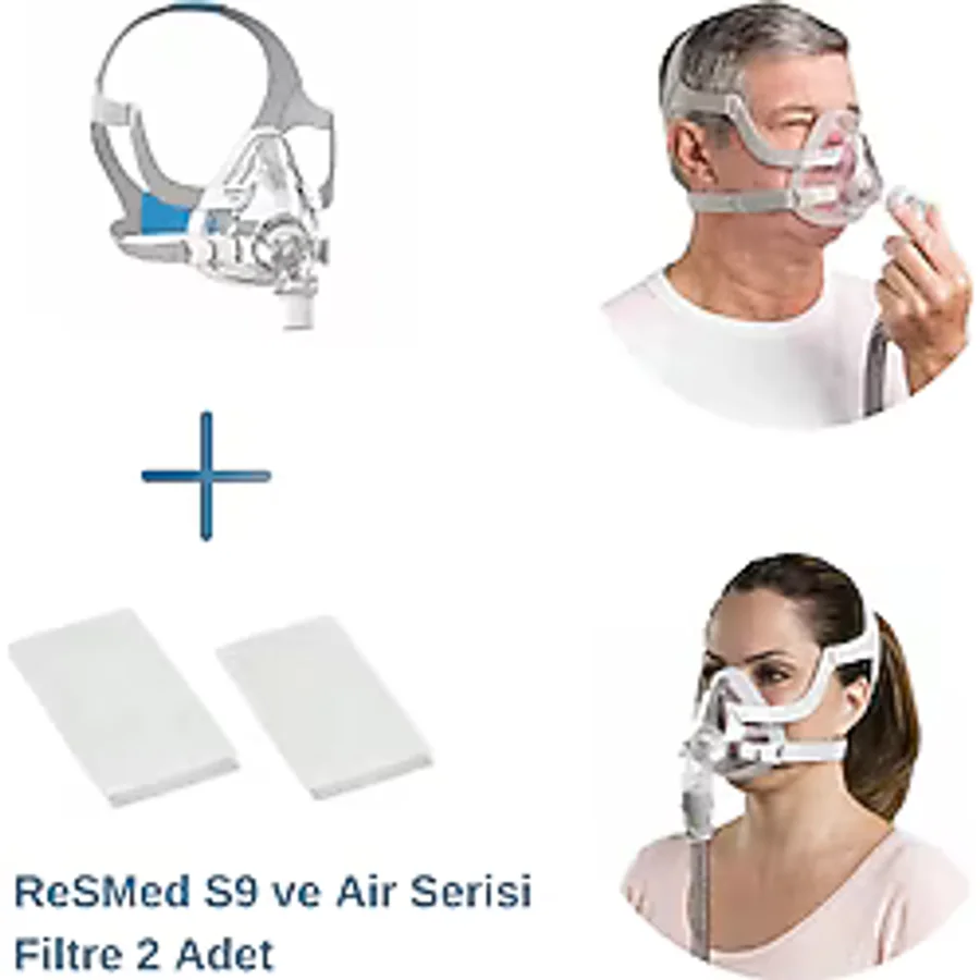 ResMed AirFit F20 Tam Yüz CPAP Maskesi L +ResMed S9 ve AirSerisi Filtre 2'li