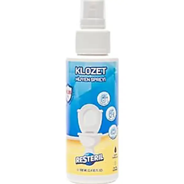 Resteril Klozet Kapağı Temizleyici Dezenfektan 100ml Hızlı Etkili Hipokloröz Asit Tuvalet Koku Giderici Klozet Temizleyici Alkolsüz Hijyen Spreyi