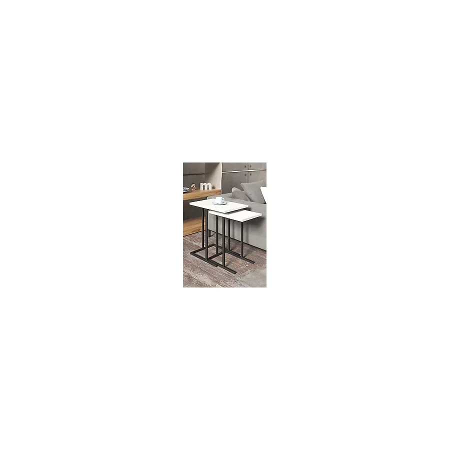 Retodesign 2 Li Beyaz Zigon Sehpa. Yan Sehpa 3100b