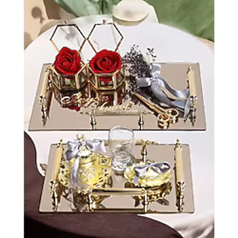 Reverence Gold Söz Tepsisi Ve Damat Tepsisi Seti