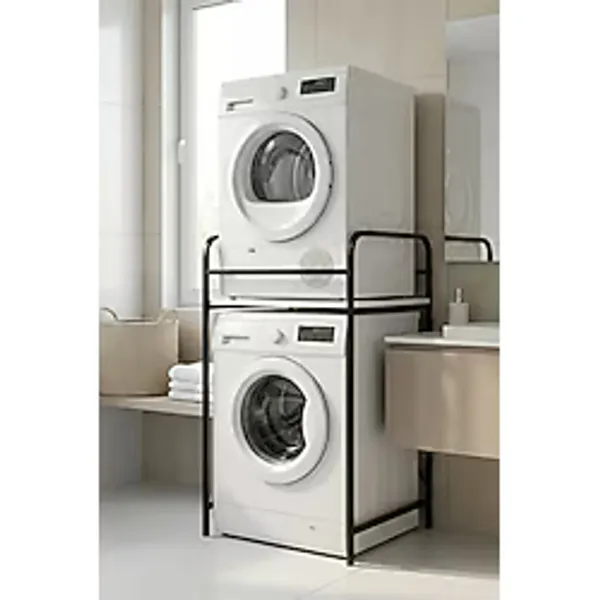 Reyo Falez Çamaşır Makinesi Dolabı Raf Metal Düzenleyici Organizer 2 Katlı Banyo Rafı Çok Amaçlı Dolap Siyah - 262