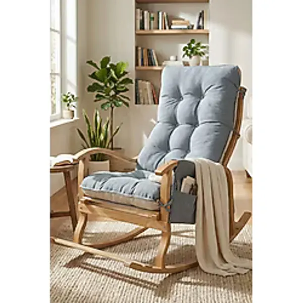 Reyo Home Helena TV, Kitap Okuma, Emzirme, Baba Koltuğu Sallanan Sandalye Gri/Krem Çift Minder