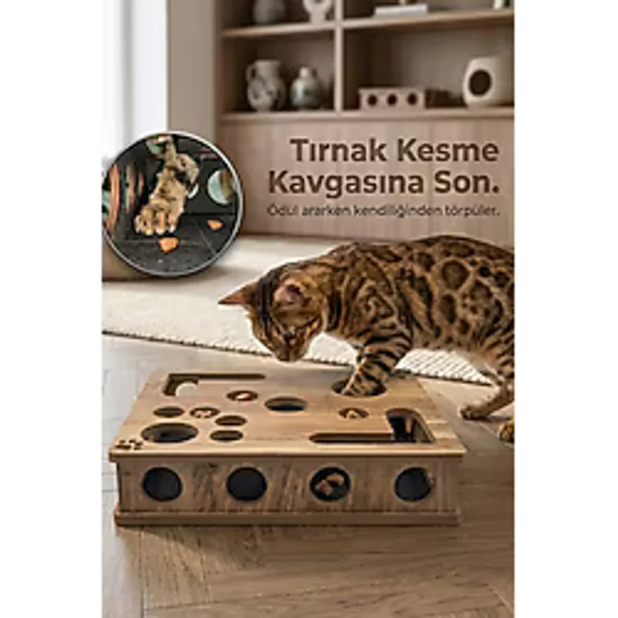 Reyo Pet KediKür Kedi Tırmalama ve Oyun Kutusu - Tırnak Törpüleyici İnteraktif Kedi Oyuncağı