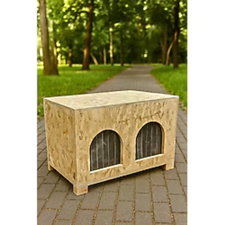 Reyo Pet OSB Ahşap Kedi Evi Çift Bölmeli, Dış Mekan Kullanıma Uygun CaT50