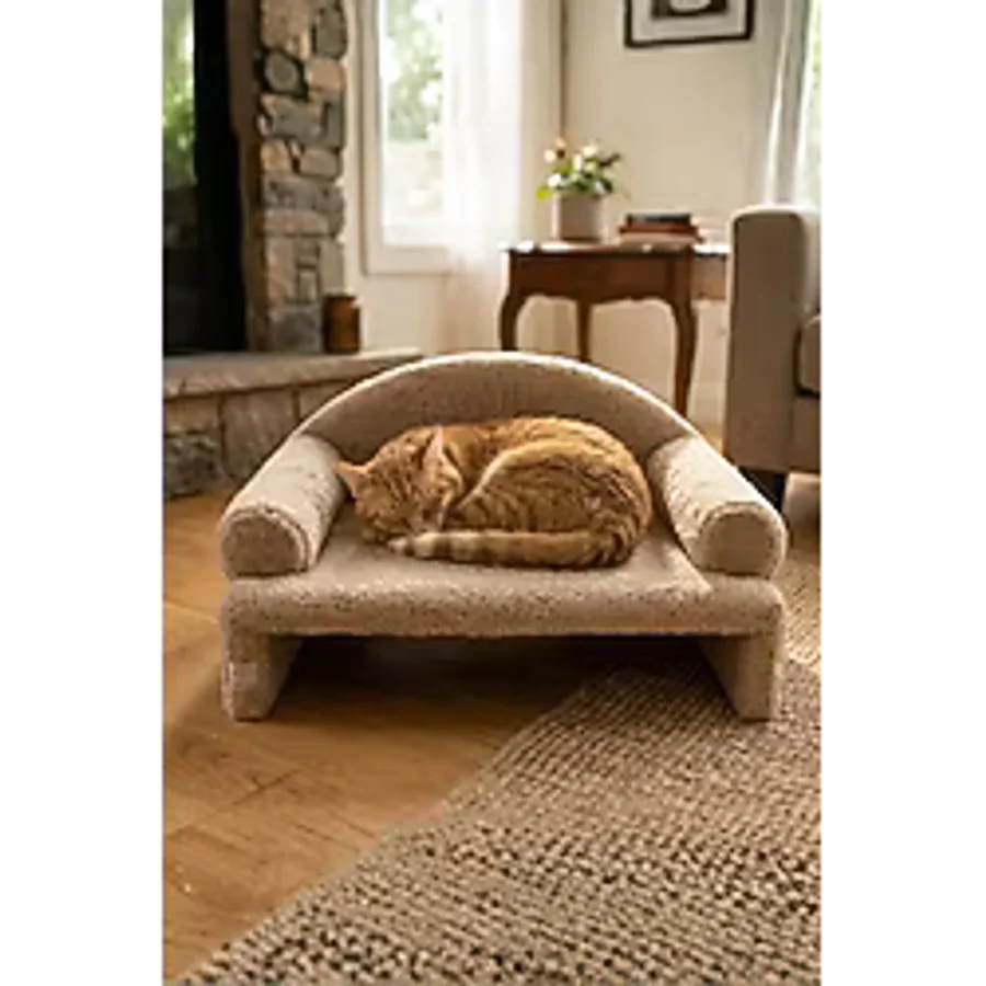 Reyo Pet Peluş Kedi Oturma Koltuğu Kedi Yatağı Bej
