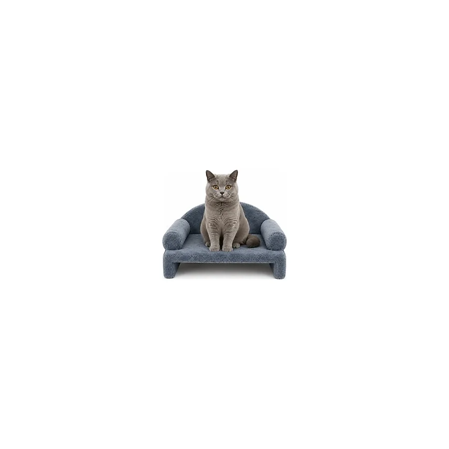 Reyo Pet Peluş Kedi Oturma Koltuğu Kedi Yatağı Çelik Mavisi