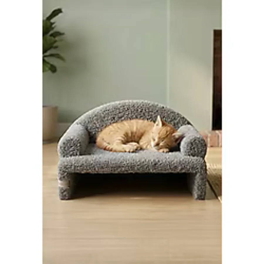 Reyo Pet Peluş Kedi Oturma Koltuğu Kedi Yatağı Gri